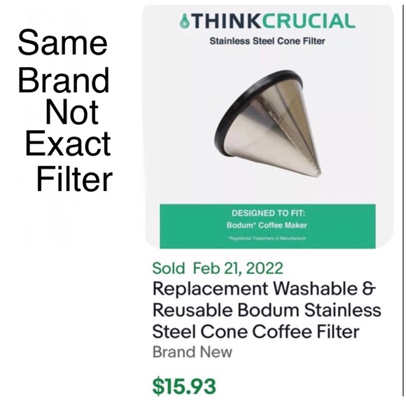 Bodum Bistro Stainless steel reusable coffee filter strainer 5.25” Diame… - Picture 9 of 10